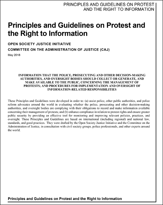 Principles and Guidelines on Protest and the Right to Information -  Committee on the Administration of Justice